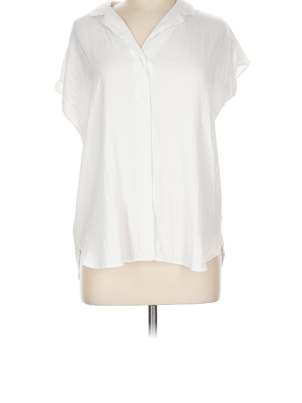 Banana Republic White Short-Sleeve Button-Up Blouse